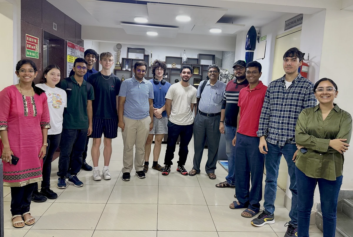 IRES students and faculty gathered during the air-taxi and drone research program in India.
